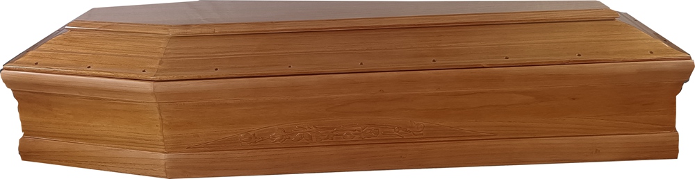 Wooden Cremation Coffin With Carving